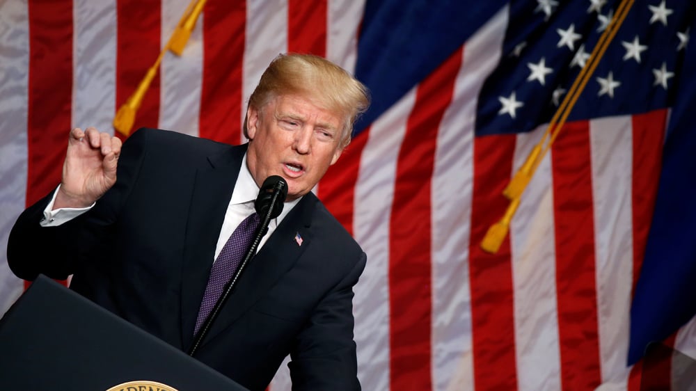 U.S. President Donald Trump delivers remarks regarding the Administration's National Security Strategy at the Ronald Reagan Building and International Trade Center in Washington D.C.